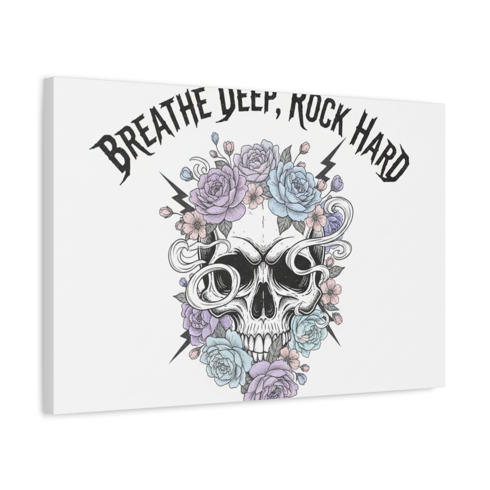 Breathe Deep Rock Hard Canvas | Heavy Metal Wellness, Gothic Wellness Quote