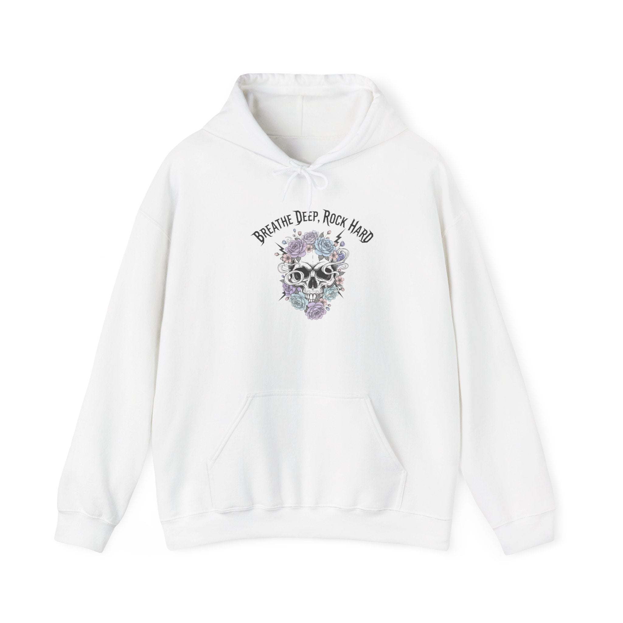 Gothic Wellness Skull Hoodie | metal font shirt, edgy self-care merch