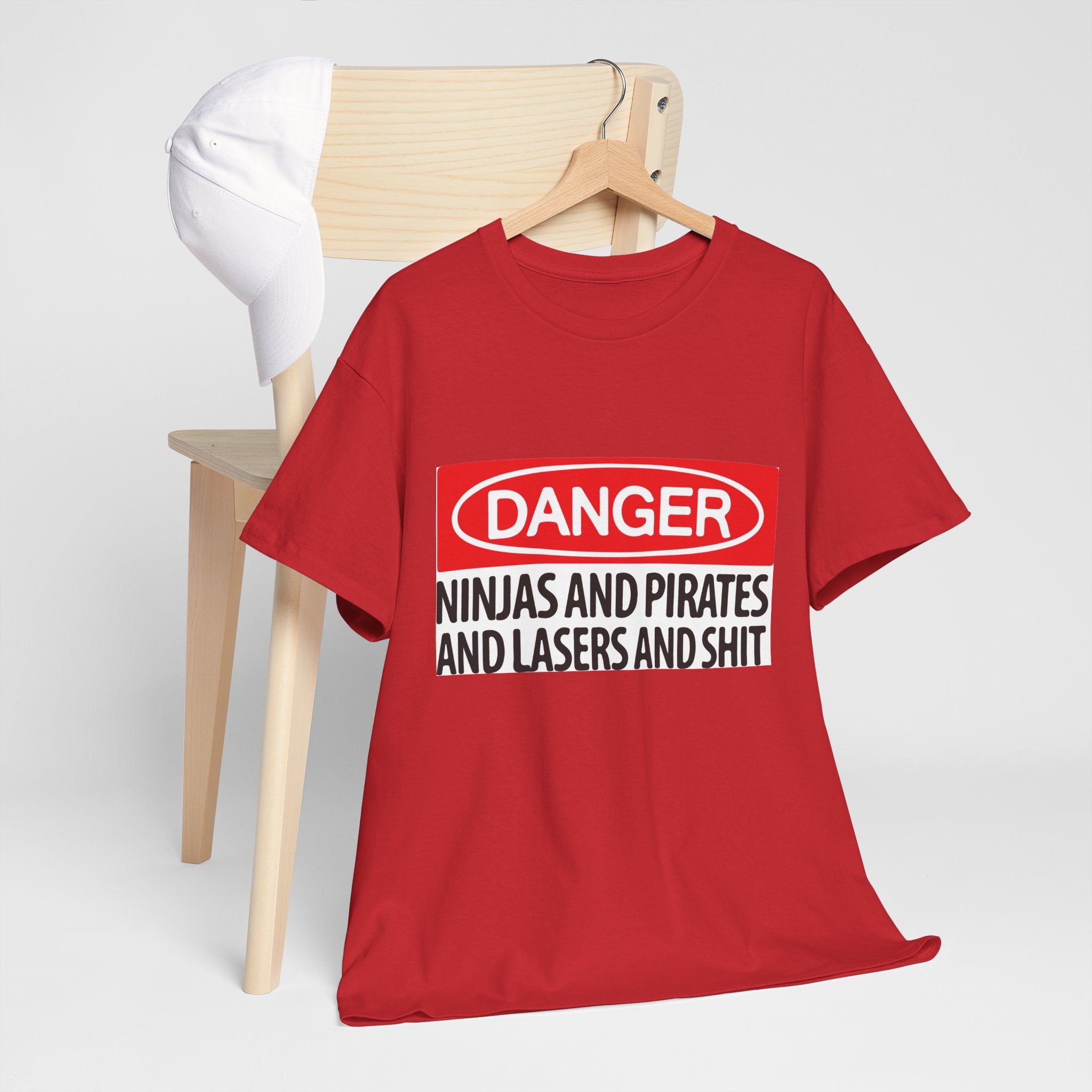 T-Shirt — “Danger: Ninjas and Pirates and Lasers and Shit” Graphic Tee