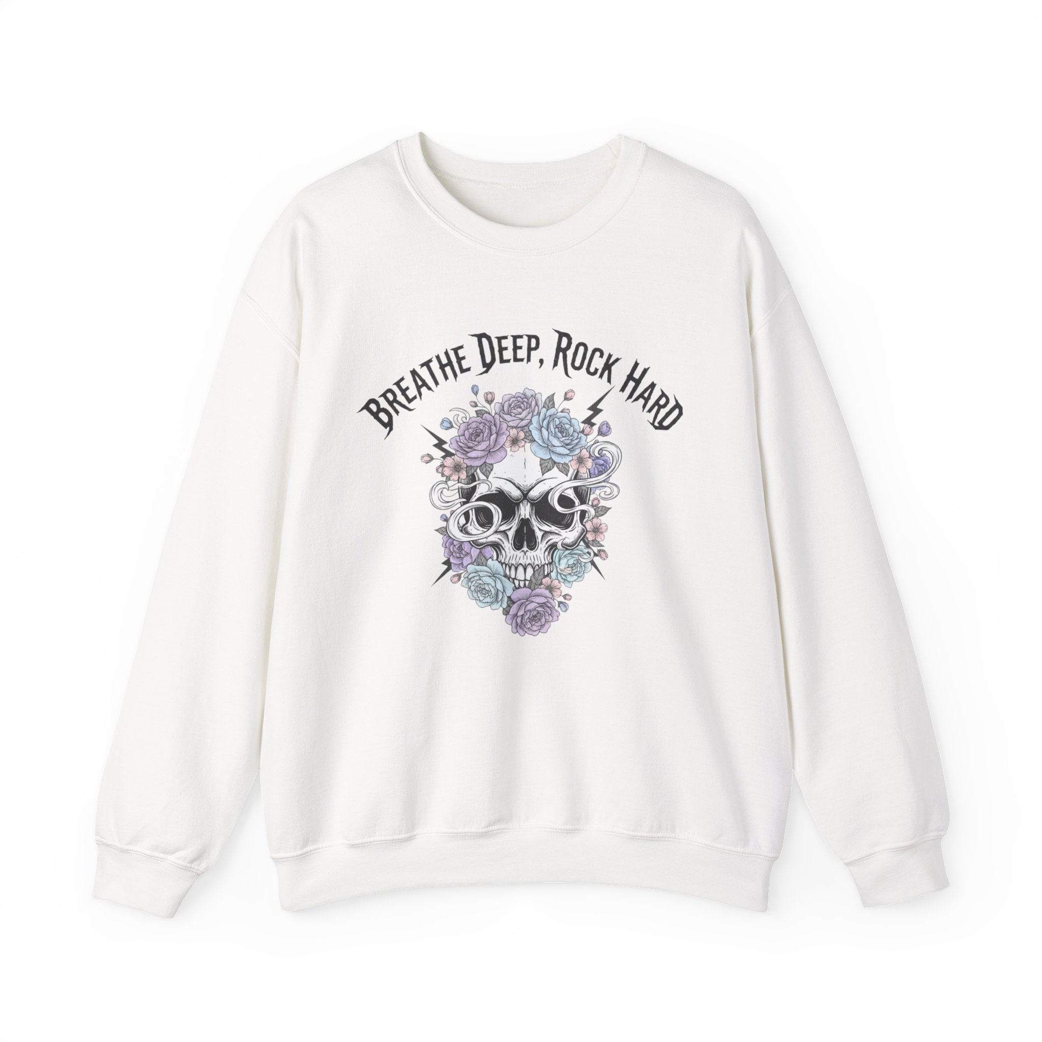 Breathe Deep Rock Hard Sweatshirt | metal font shirt, gothic wellness quote