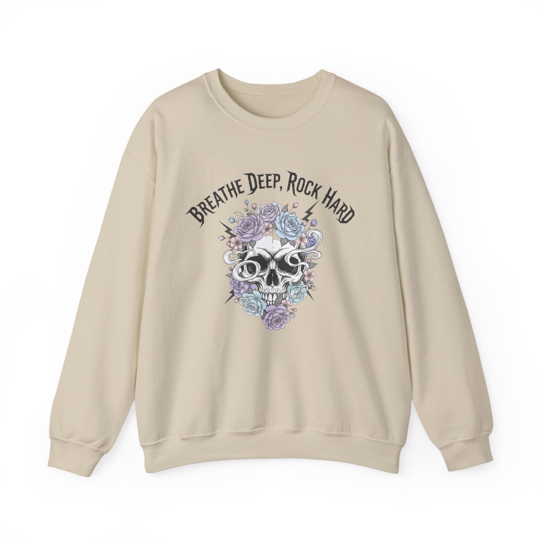 Breathe Deep Rock Hard Sweatshirt | metal font shirt, gothic wellness quote