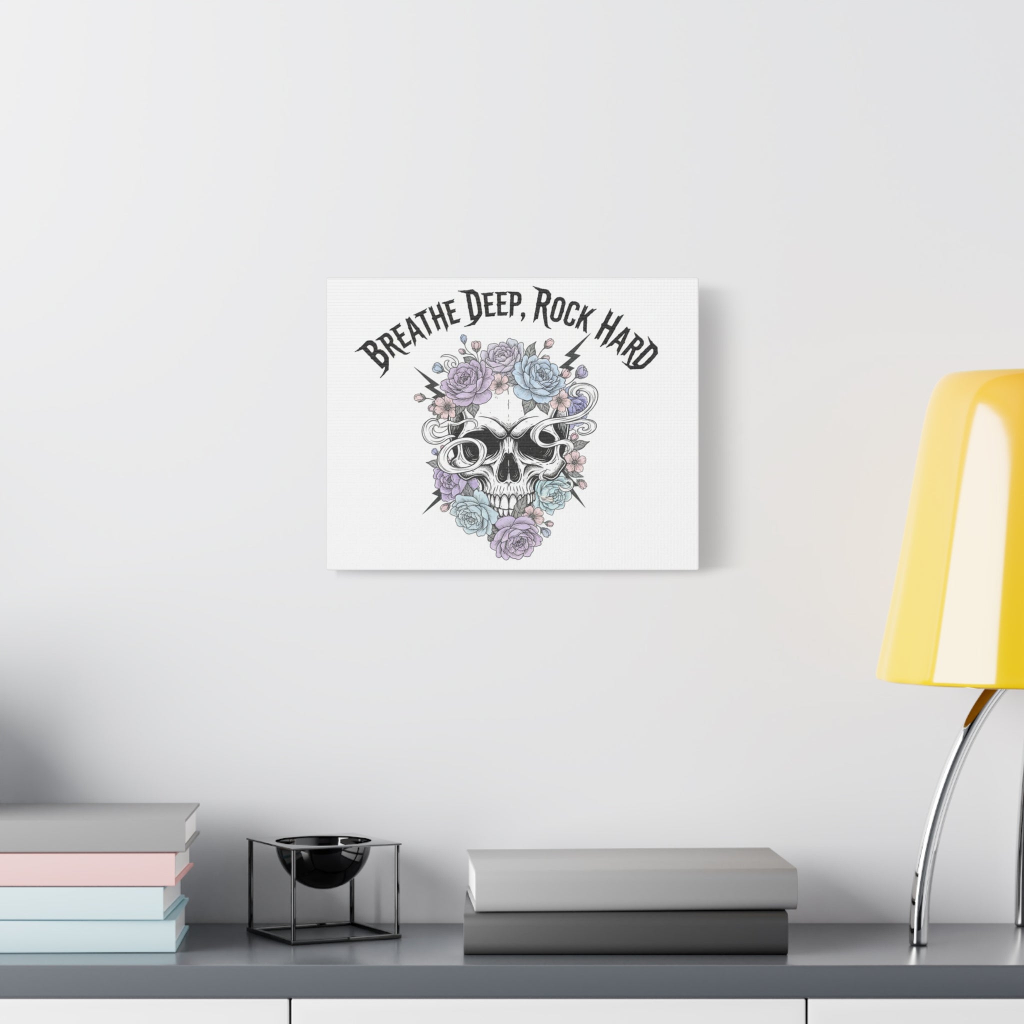 Breathe Deep Rock Hard Canvas | Heavy Metal Wellness, Gothic Wellness Quote