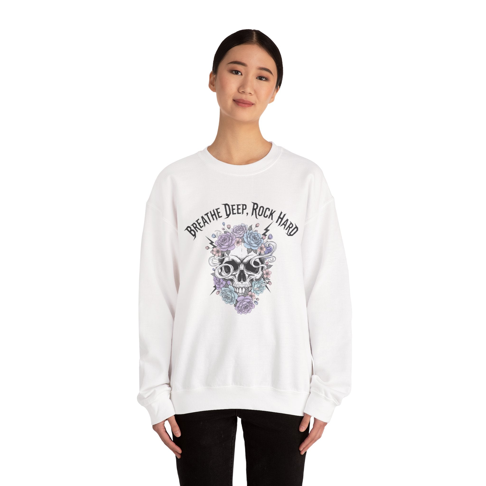 Breathe Deep Rock Hard Sweatshirt | metal font shirt, gothic wellness quote