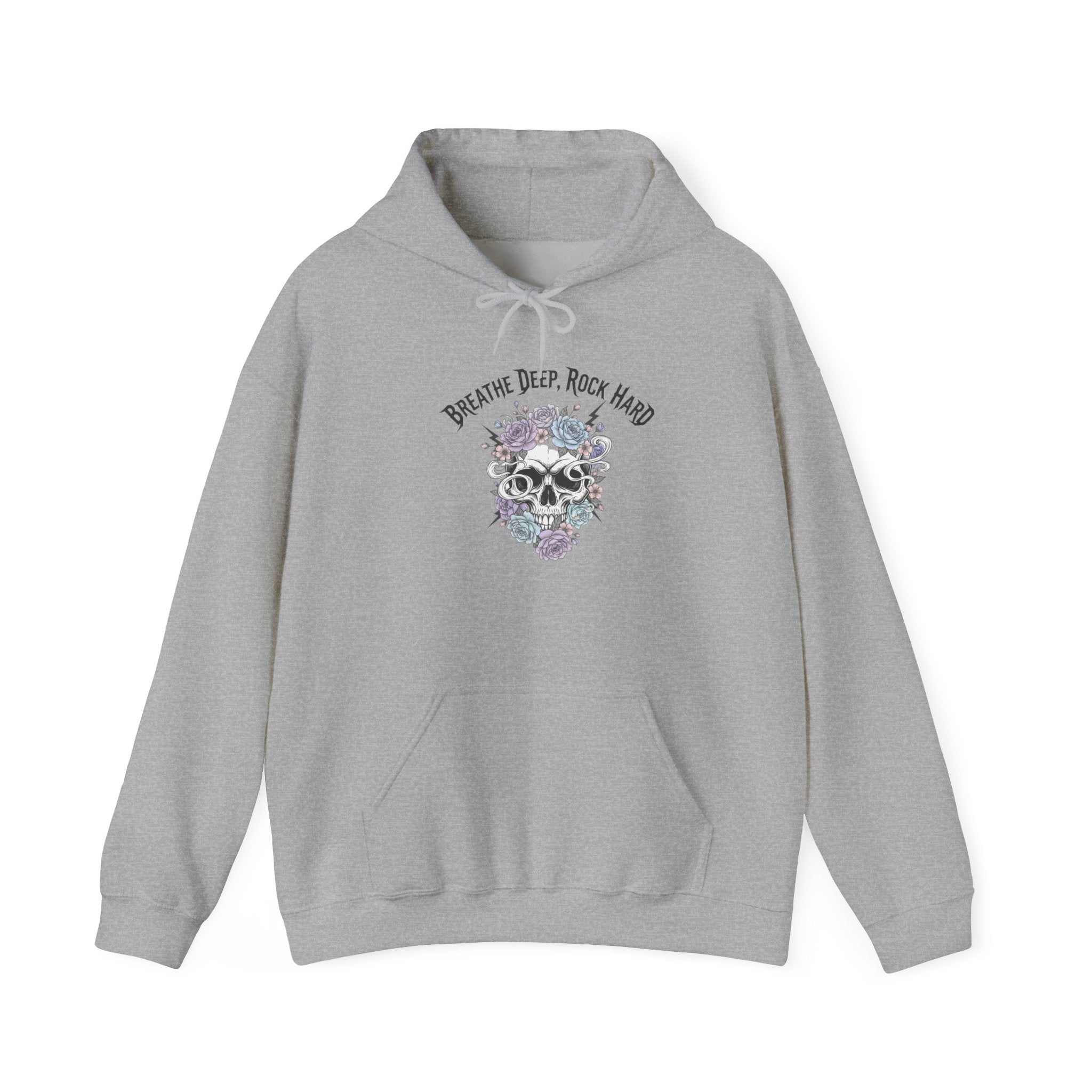 Gothic Wellness Skull Hoodie | metal font shirt, edgy self-care merch
