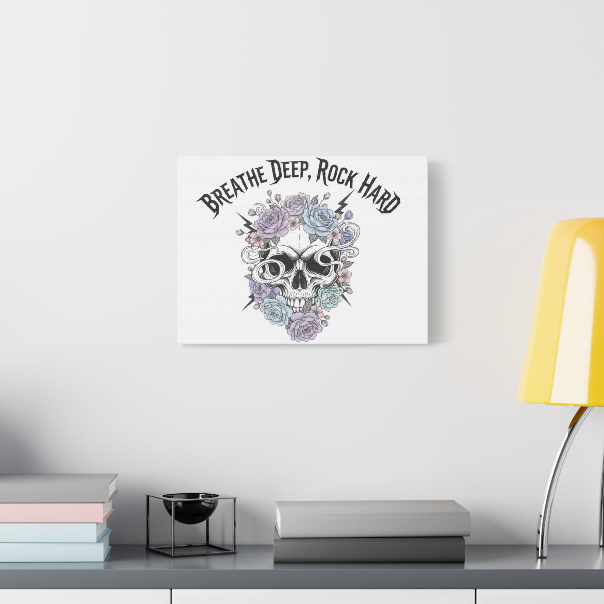 Breathe Deep Rock Hard Canvas | Heavy Metal Wellness, Gothic Wellness Quote