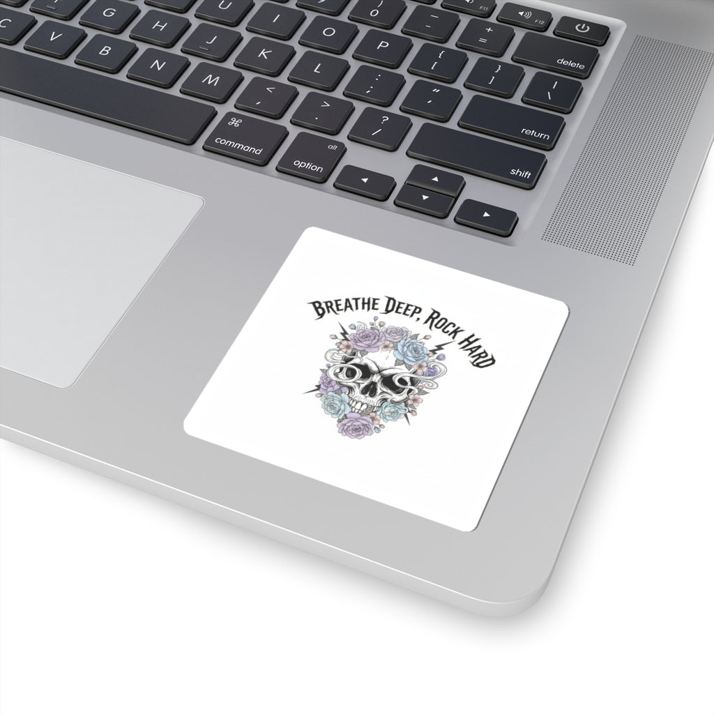 Breathe Deep Rock Hard Sticker | Heavy Metal Wellness, gothic self-care