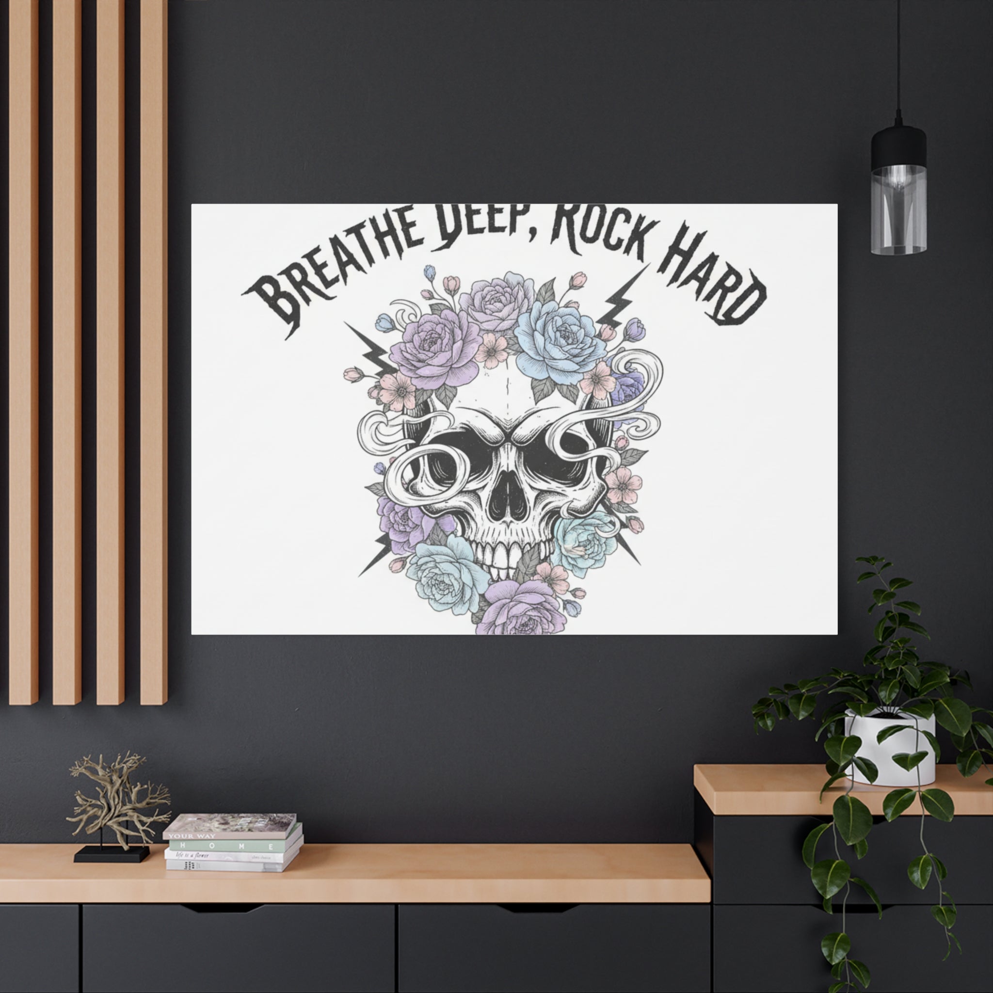 Breathe Deep Rock Hard Canvas | Heavy Metal Wellness, Gothic Wellness Quote