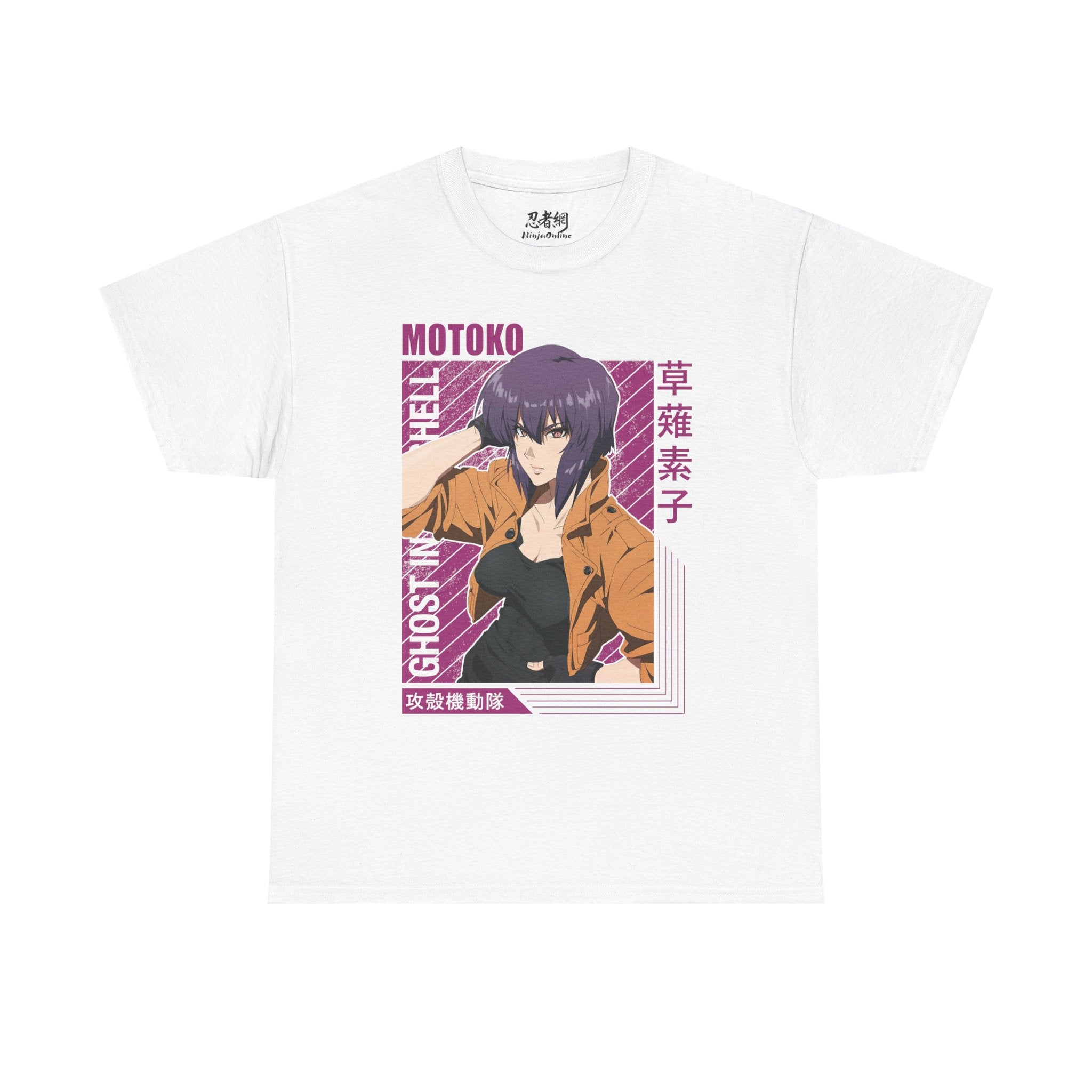 Motoko Anime Graphic Tee — Ghost in the Shell Inspired Japan Text Shirt