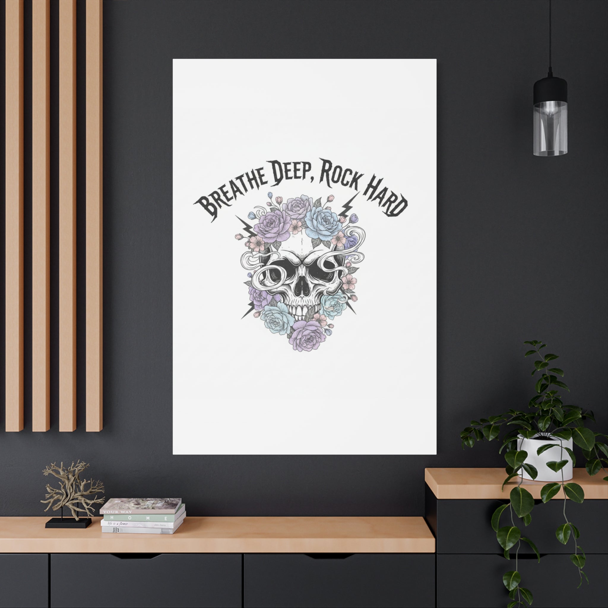 Breathe Deep Rock Hard Canvas | Heavy Metal Wellness, Gothic Wellness Quote