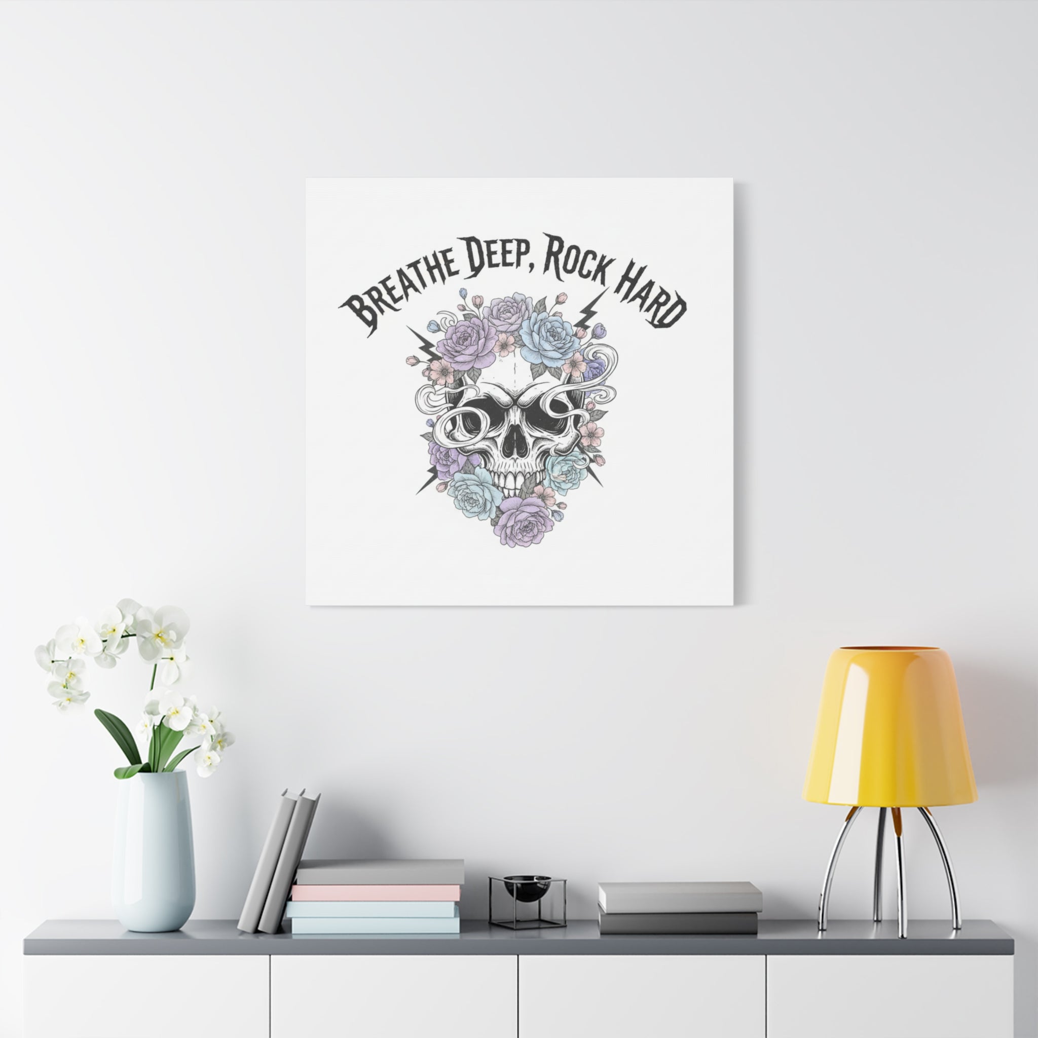 Breathe Deep Rock Hard Canvas | Heavy Metal Wellness, Gothic Wellness Quote
