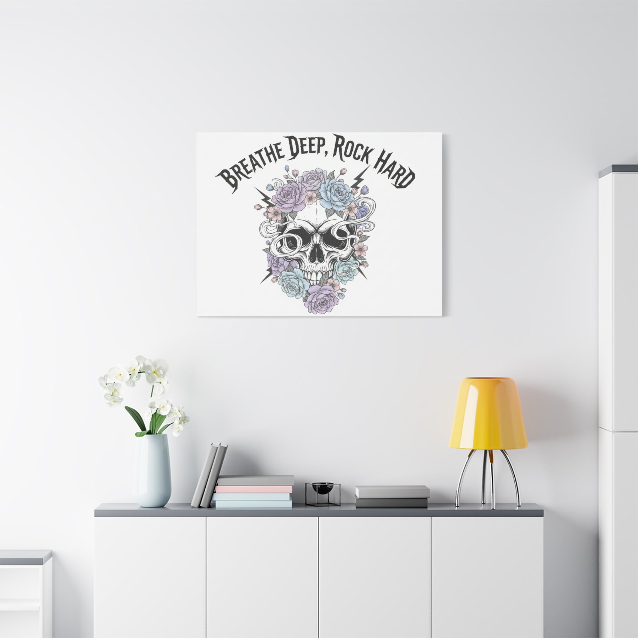 Breathe Deep Rock Hard Canvas | Heavy Metal Wellness, Gothic Wellness Quote