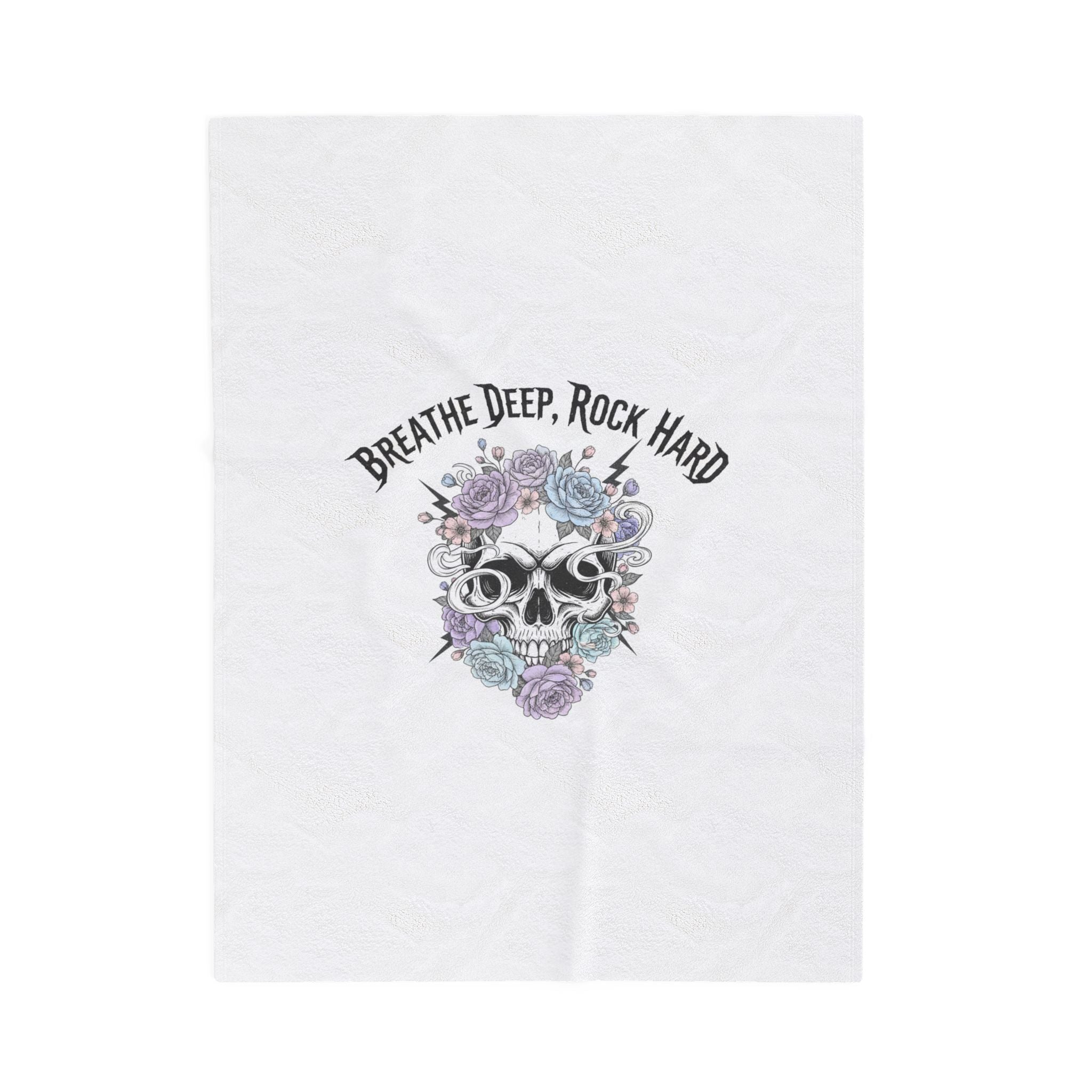Breathe Deep Rock Hard Velveteen Plush Blanket | gothic wellness, metal font