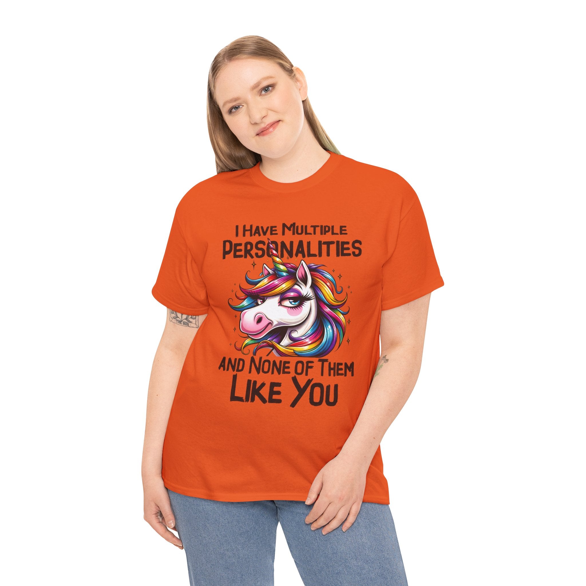 Unicorn Personality Tee — "I Have Multiple Personalities and None of Them Like You" Funny Graphic T-Shirt