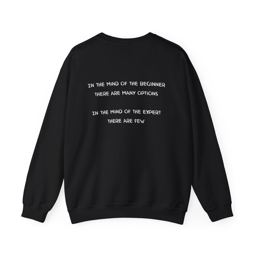 Dragonfly Mountain Crewneck Sweatshirt — "In the mind of the beginner there are many options" Inspirational Graphic