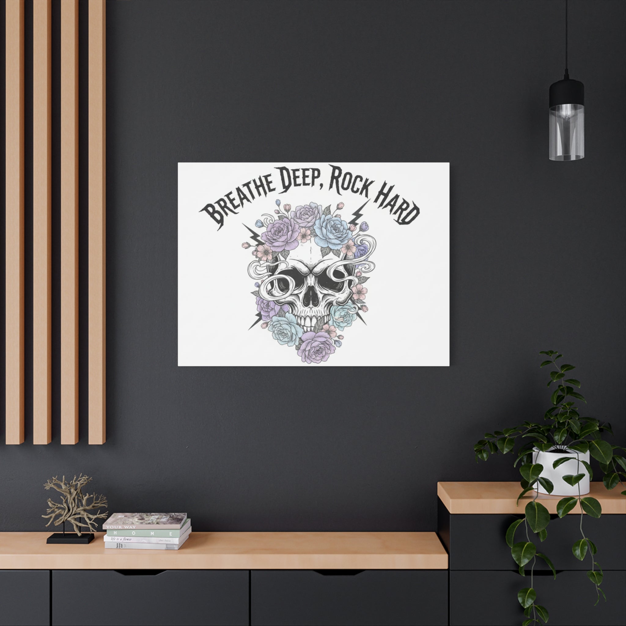 Breathe Deep Rock Hard Canvas | Heavy Metal Wellness, Gothic Wellness Quote
