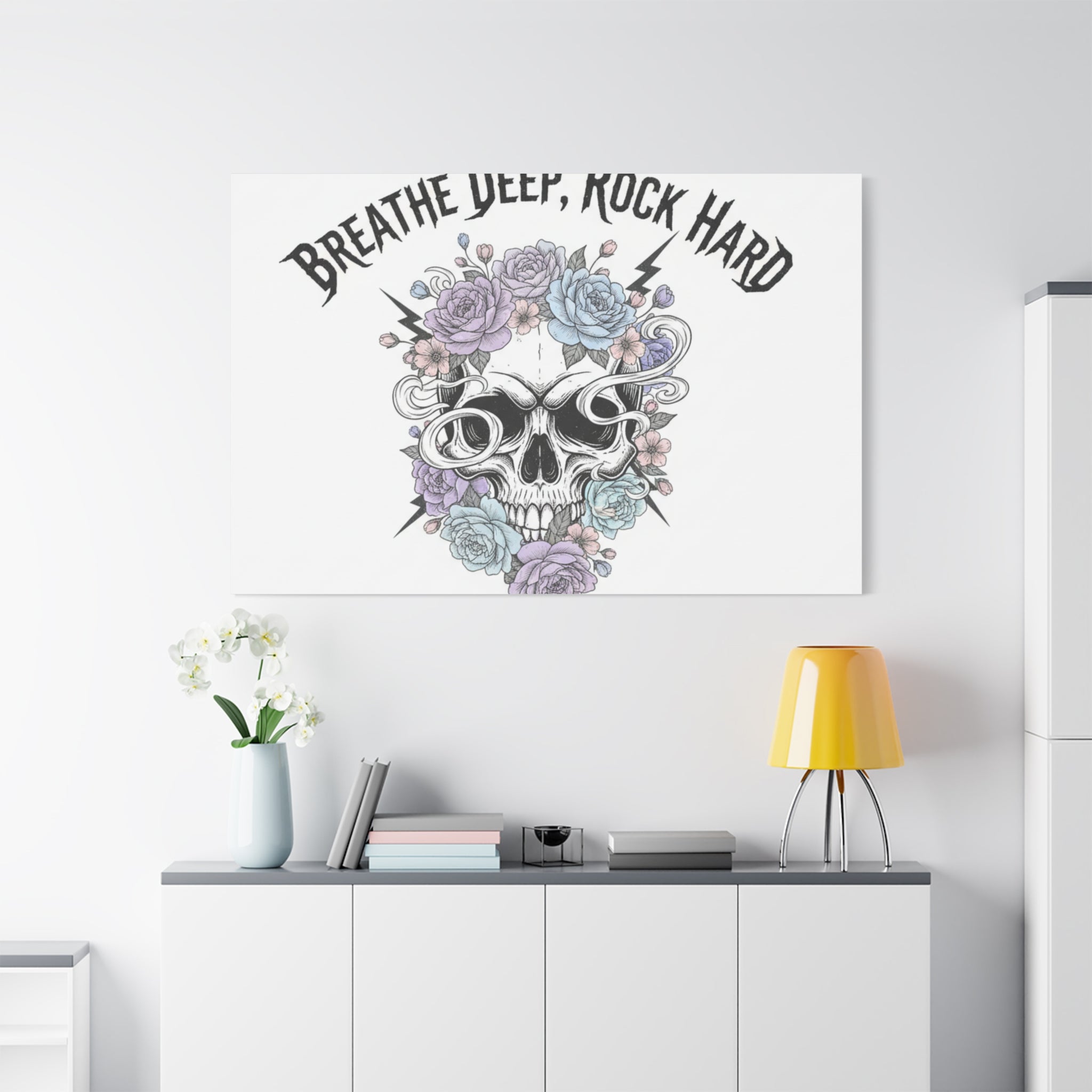 Breathe Deep Rock Hard Canvas | Heavy Metal Wellness, Gothic Wellness Quote