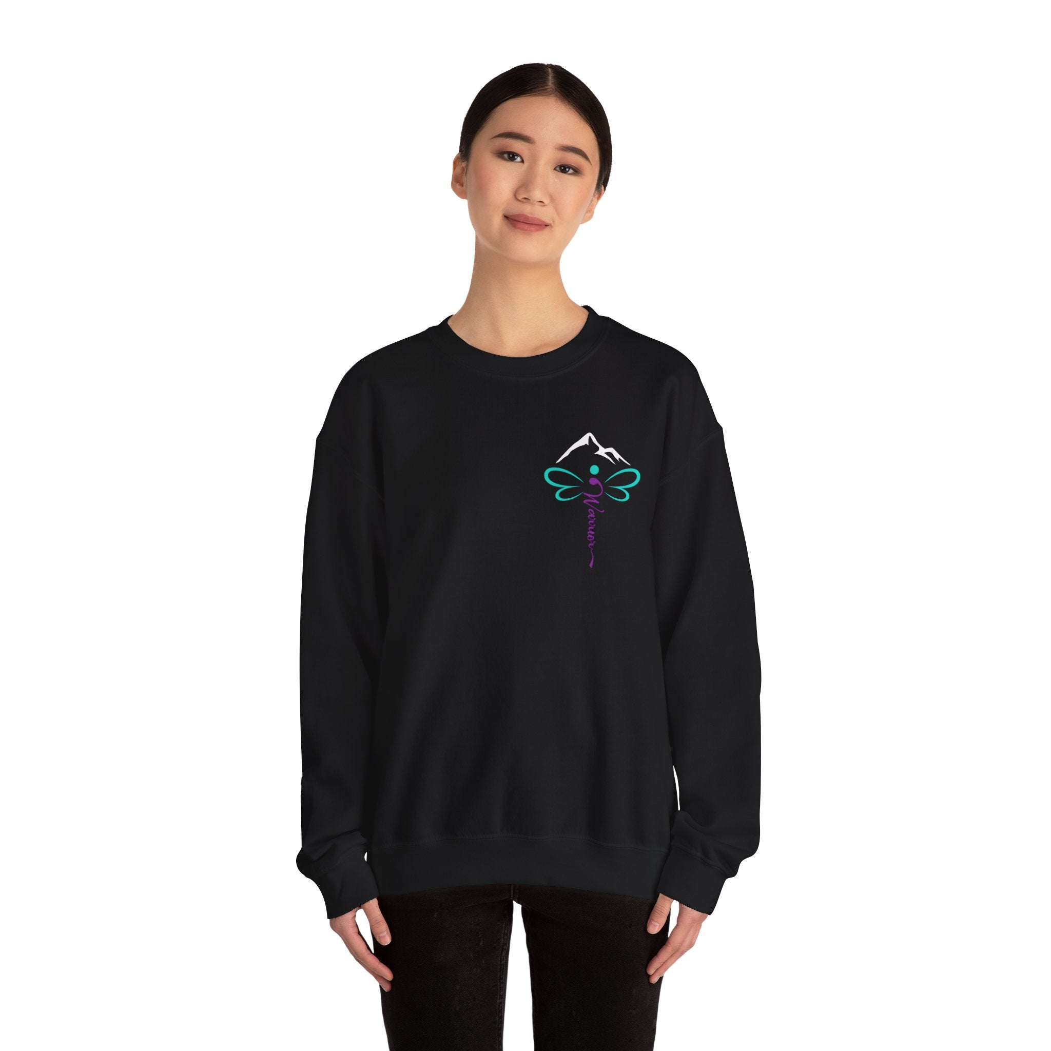 Dragonfly Mountain Crewneck Sweatshirt — "In the mind of the beginner there are many options" Inspirational Graphic