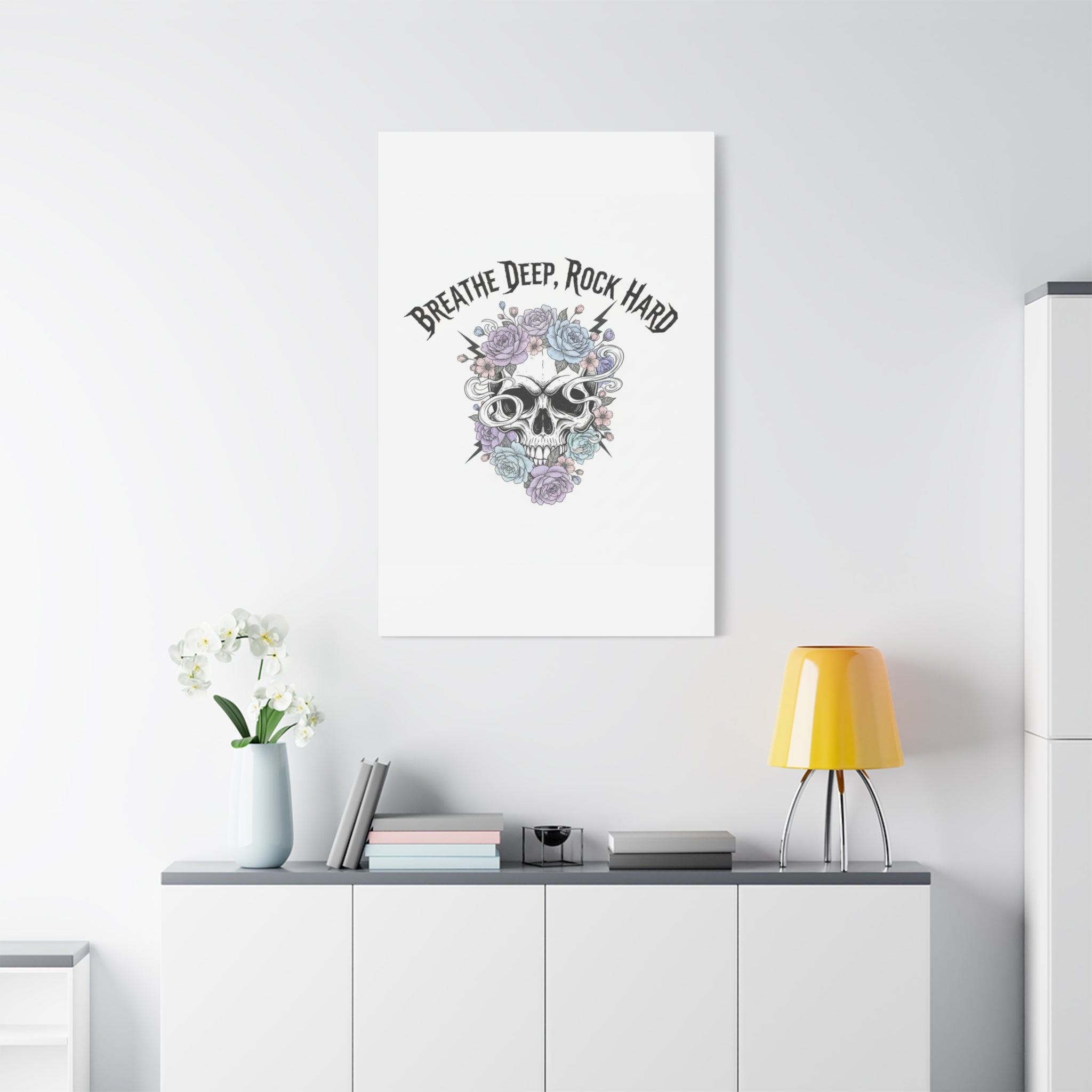 Breathe Deep Rock Hard Canvas | Heavy Metal Wellness, Gothic Wellness Quote