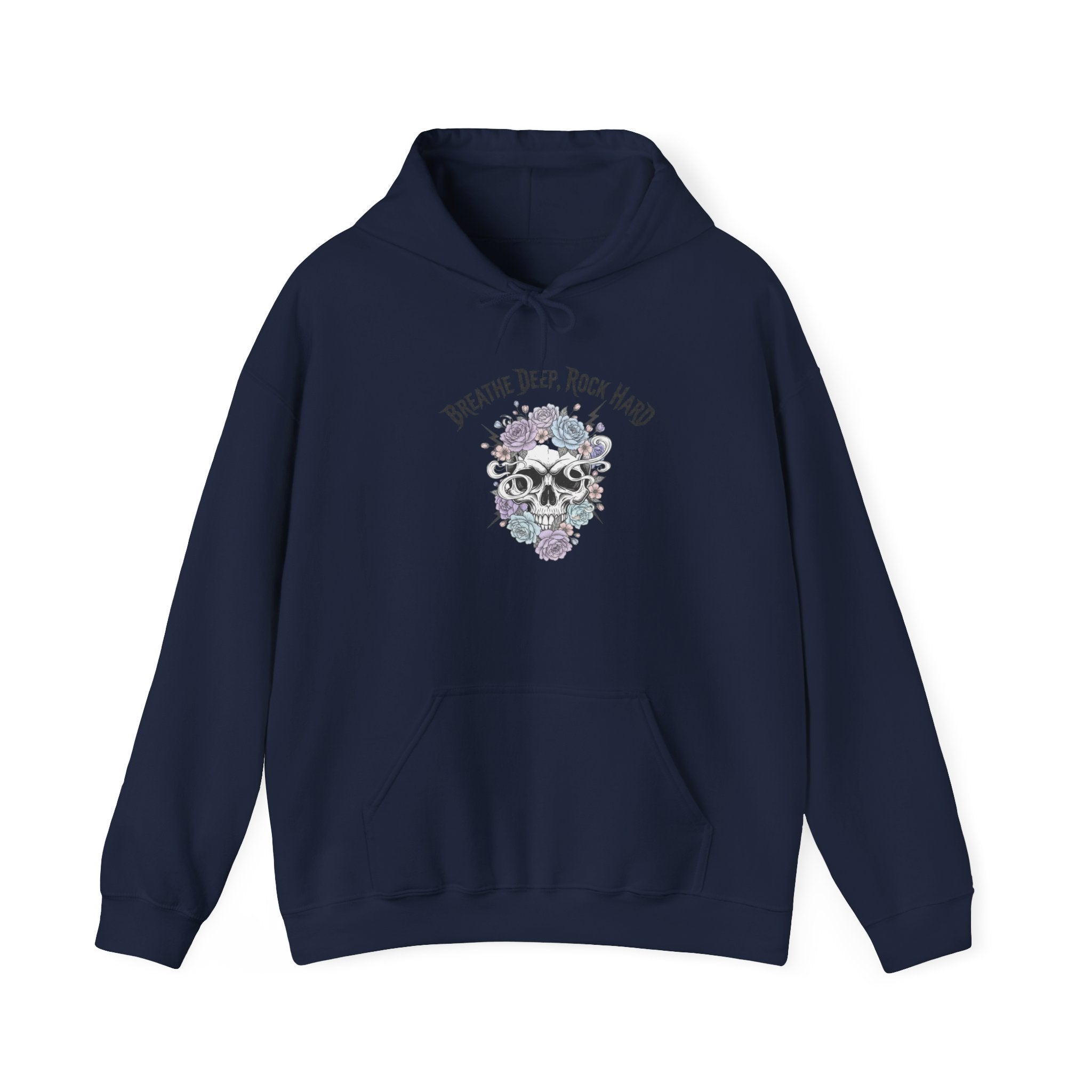 Gothic Wellness Skull Hoodie | metal font shirt, edgy self-care merch